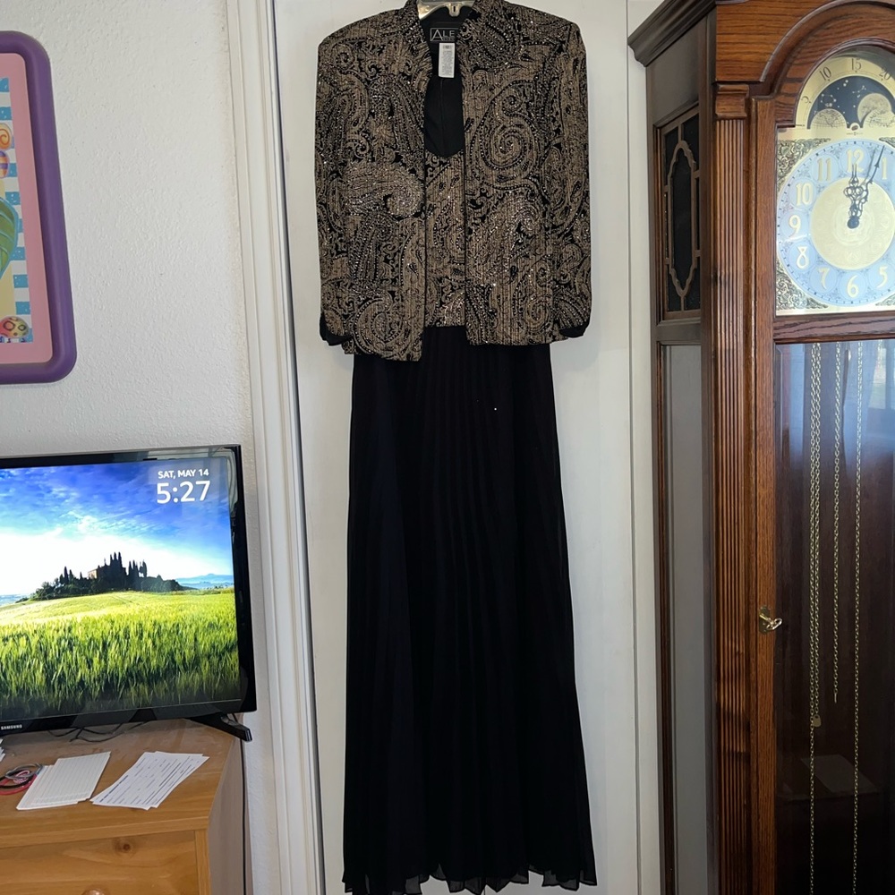 Alex Evenings Pleated Maxi Dress With Matching Blazer